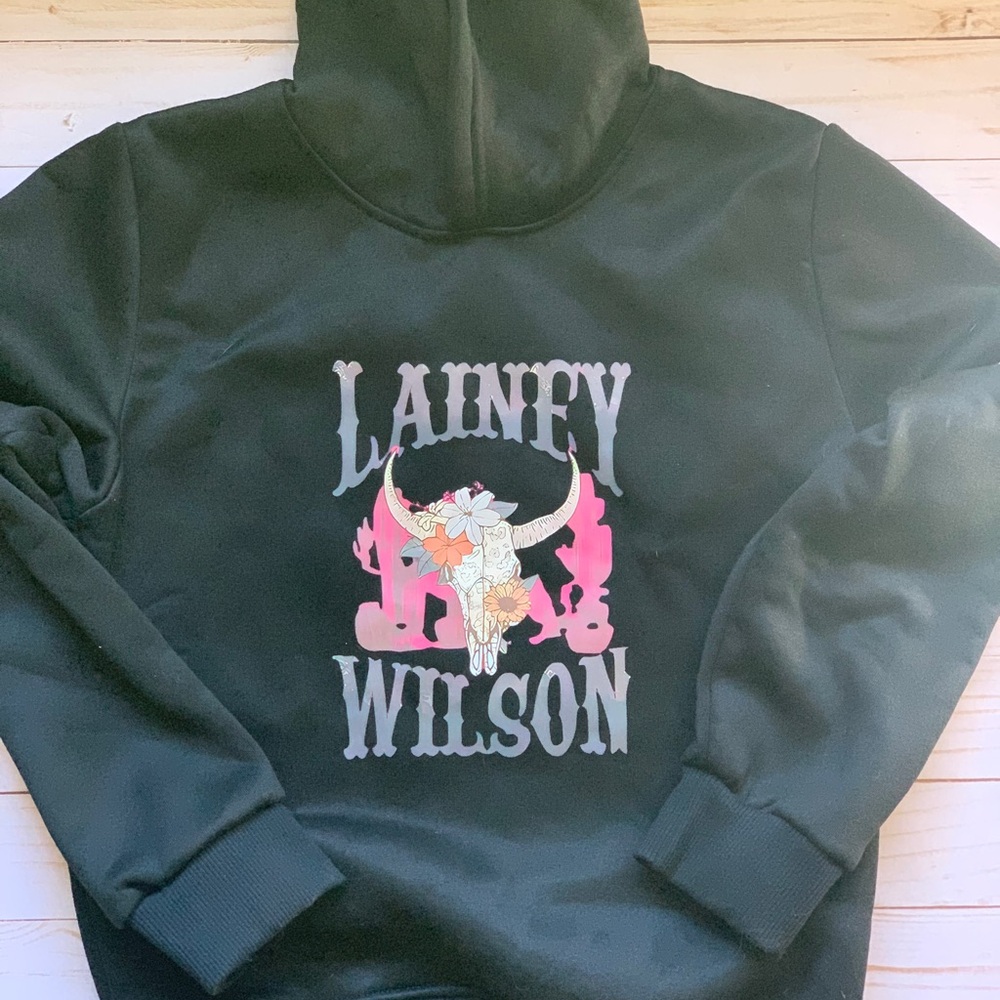Black Hoodie with Graphic Print